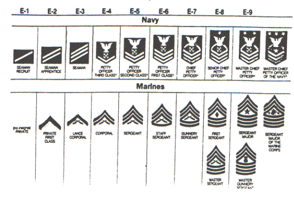 RANK AND RATE STRUCTURE OF USMC AND USN