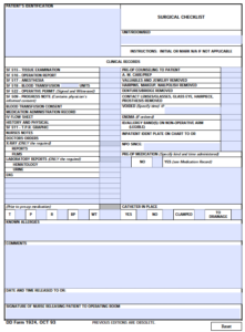 DD Form, 1924, Surgical Check List.